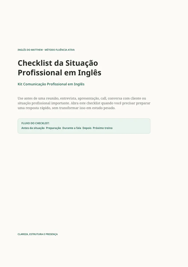 Capa do Checklist da Situação Profissional
